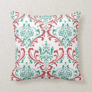 PixDezines Rossi Damask/Teal Grün/Rot Kissen