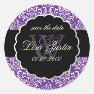 PixDezines Rossi Damask/Violett Runder Aufkleber