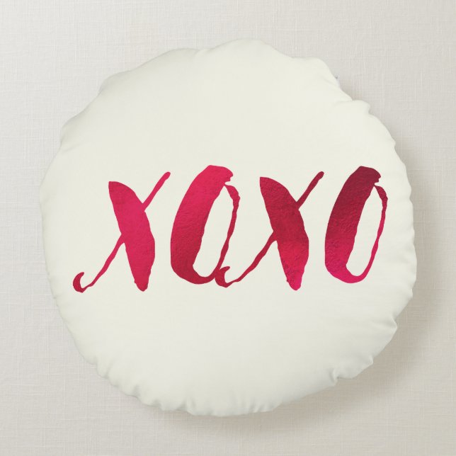 PixDezines Rot/Gold/Herz/DIY-Hintergrund Rundes Kissen (Rückseite)