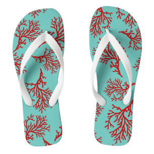 PixDezines Rote Korallen/Farbstoffe Flip Flops