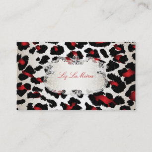 PixDezines roter Leopard/Champagner Visitenkarte