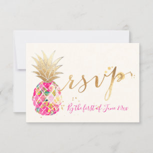 PixDezines RSVP Aloha Pineapples Roses/Script Or