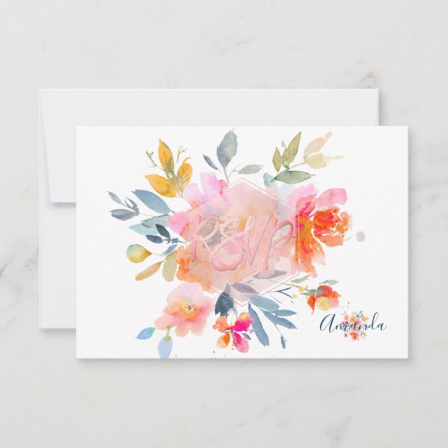 PixDezines RSVP Aquarelle Fleurs Bat mitzvah ✡ (Devant)