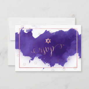 PixDezines RSVP Bat Mitzvah, lila Aquarell✡ Karte