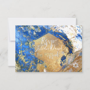 PixDezines RSVP Blaue Granit Bar Mitzvah ✡ Karte