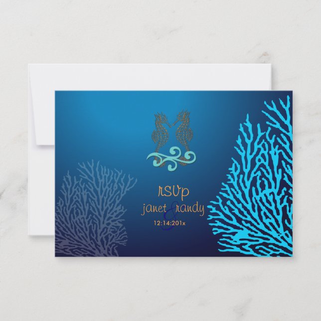 PixDezines rsvp Blue Coral+Seahorse, beach party (Devant)