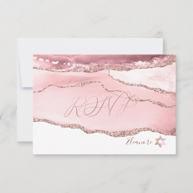 PixDezines RSVP Blush Burgundy Agate Bat mitzvah ✡ (Devant)