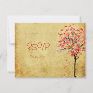 PixDezines rsvp carte vintage érable/orange+rose
