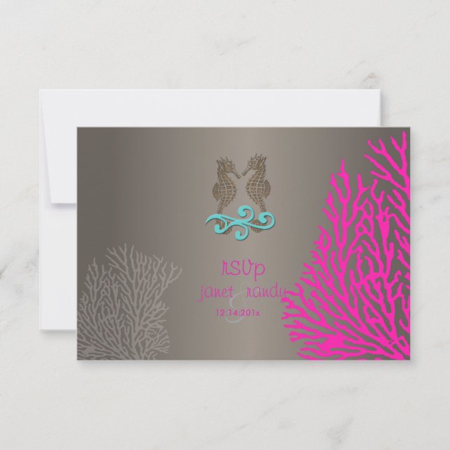 PixDezines rsvp Coral rose+Seahorse, beach party (Devant)