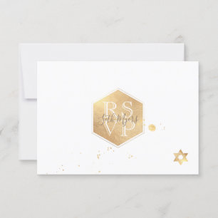 PixDezines RSVP Faux Gold Honeycomb Bar Mitzvah ✡