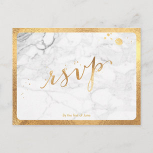 PixDezines RSVP/FAUX GOLD/MARBLIERT/FUN SCHRIFTART Einladungspostkarte