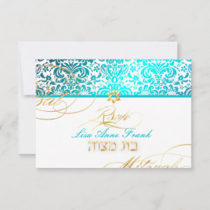 PixDezines RSVP Fidora Damast, Bat Mitzvah