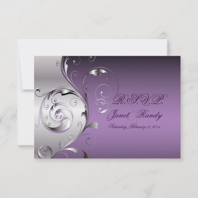 PixDezines rsvp Filigree+tourbillons/argent+lavand (Devant)