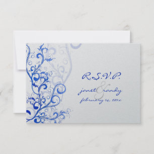 PixDezines rsvp Flourish/tournois feuille/bleu