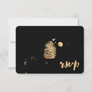 PixDezines RSVP geblendet/gold/tannenzapfen/Soiree Karte
