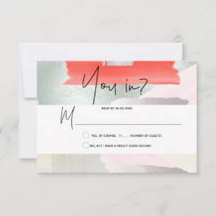 PixDezines RSVP Living Coral Seafoam Mist Karte