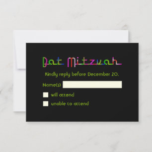 PixDezines Rsvp Lumières Neon/Vegas/Bat mitzvah