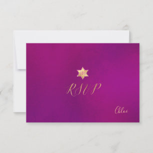 PixDezines RSVP minimaliste Fuschia Mitzvah ✡