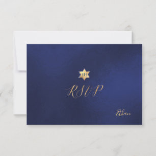 PixDezines RSVP minimaliste Marine Blue Mitzvah ✡