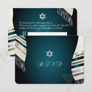 PixDezines RSVP Mitzvah/teal Tallit/DIY-Hintergrun Einladung
