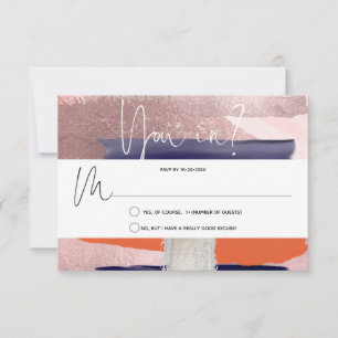 PixDezines RSVP Navy Blau Koralle, Farbblock Karte
