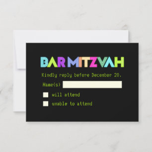 PixDezines RSVP Neonlicht / Vegas-Stil / Mitzwa Karte