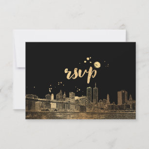 PixDezines RSVP NYC Skyline/Faux Gold