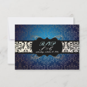 PixDezines rsvp Rossi Damask, bleu minuit