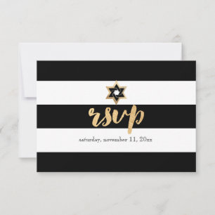 PixDezines rsvp schwarz/weiß/streifen Bar Mizwa Karte