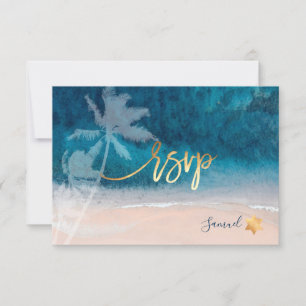 PixDezines RSVP Strand Palmen Bar Mitzwa Karte