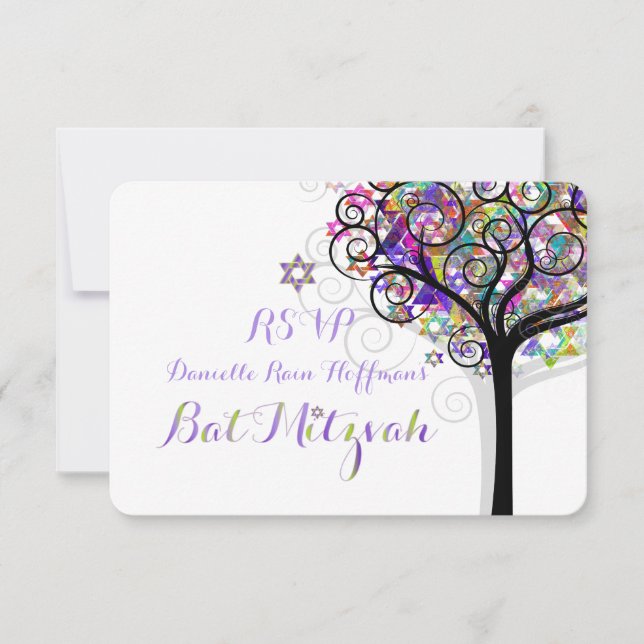 PixDezines RSVP TREE OF LIFE BAT MITZVAH/PURPLE (Devant)