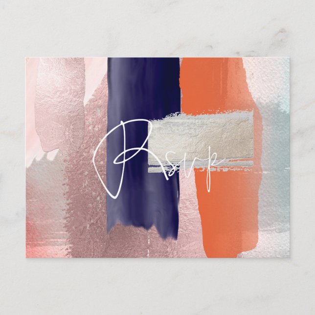 PixDezines RSVP w Repas, Cartes Modernes Coral+Mar (Devant)