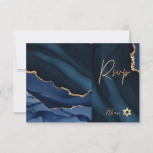 PixDezines RSVP Wasserfarbe Achat Bar Mitzvah ✡ Karte