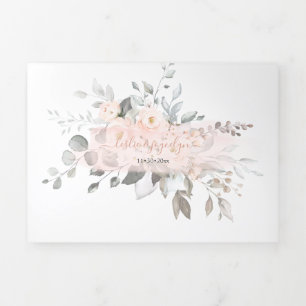 PixDezines Rustic Dusty Blush Rose Eukalyptus Dreifach Gefaltete Einladung