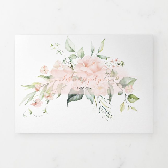 PixDezines Rustikale Rose+Süßer Erbsen Dreifach Gefaltete Einladung (Cover)