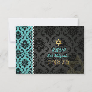 PixDezines sagt zu Vendome Damast/DIY Farbe/Mitzwa RSVP Karte