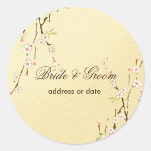 PixDezines sakura Hochzeitsticker Runder Aufkleber