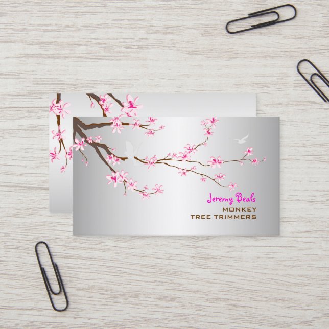 PixDezines sakura/Rosa Kirschbaumtrimmer, in Indie Visitenkarte (Vorderseite/Rückseite Beispiel)