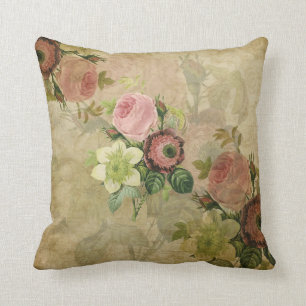 PixDezines sammeln Vintage Rose der Hütte, rosa Kissen