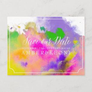PixDezines SAVE THE DATE/FARBE LAUFEN/RAINBOW Ankündigungspostkarte