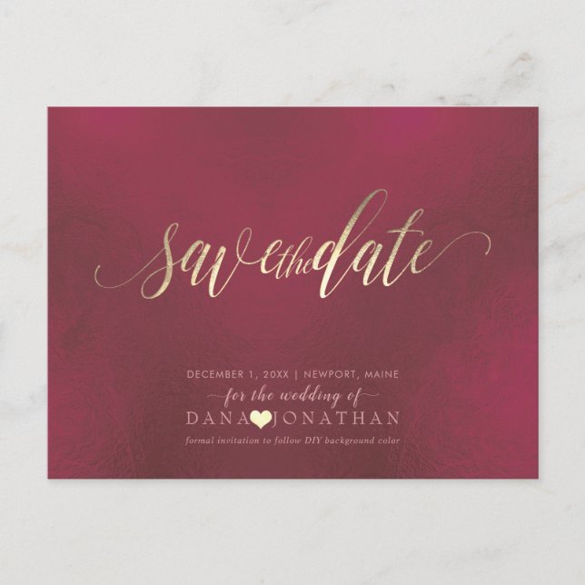 PixDezines Save the Date/Goldenes, irrisierendes B Postkarte (Vorderseite)