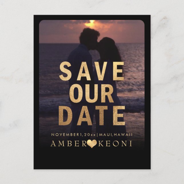 PixDezines Save the Date/Imitate Gold Ankündigungspostkarte (Vorderseite)