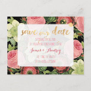 PixDezines Save-the-Date mit Vintage-Rosen Ankündigungspostkarte