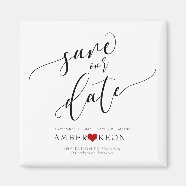 PixDezines Save the Date/Moderne Kalligraphie Schr Magnet (Vorne)