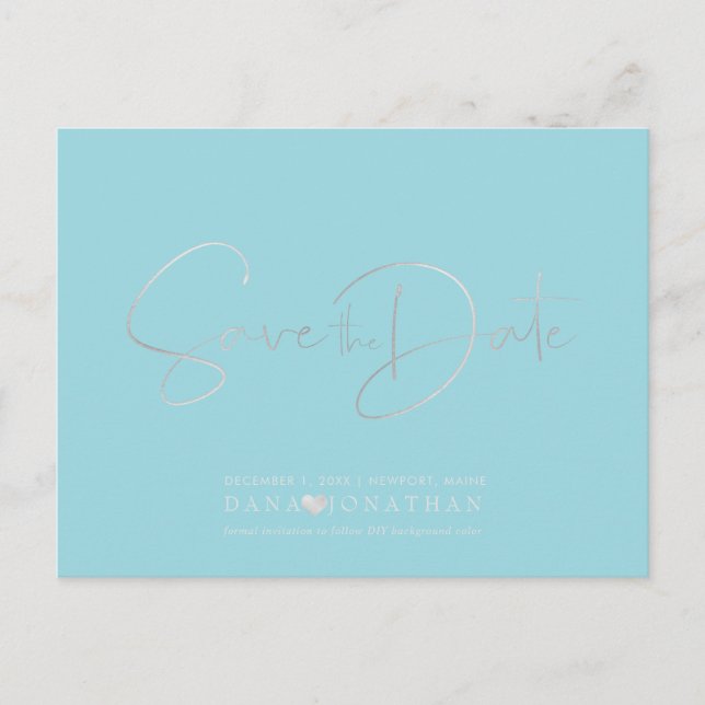 PixDezines Save the Date/Platinum+Aqua Postkarte (Vorderseite)