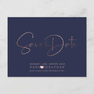 PixDezines Save the Date/Rose Gold Schrift Postkarte