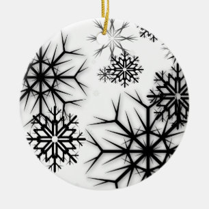 PixDezines Schneeflocken Weiß + Schwarz Keramik Ornament
