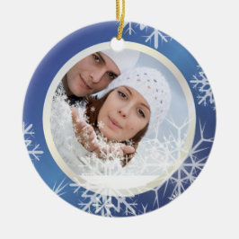 PixDezines Schneefloten Fotoplasur Weiß + Blau Keramik Ornament