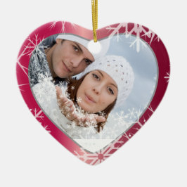 PixDezines Schneefloten Fotoplasur Weiß + Rot Keramik Ornament