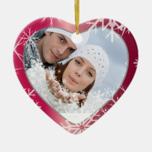 PixDezines Schneefloten Fotoplasur Weiß + Rot Keramik Ornament